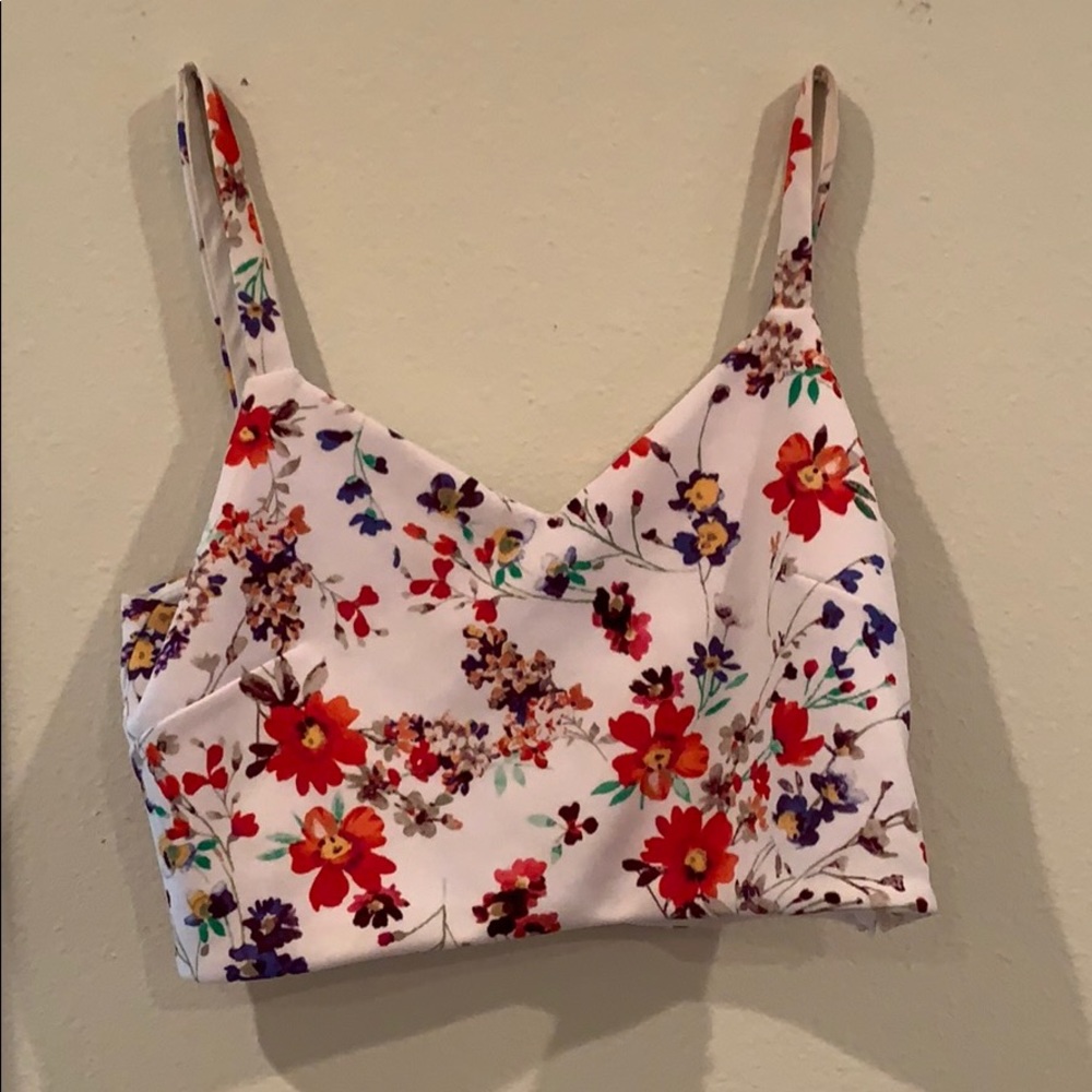 Floral long line crop top, shirt or swim suit
